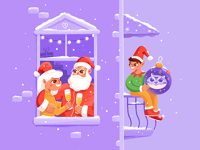 Santa’s House 2d ball celebration character christmas cute design elf holidays house illustration joy love mrs. claus new year procreate santa shampain sweet winter