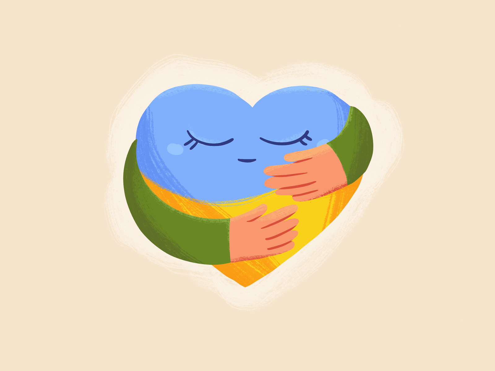 Peace for Ukraine! 2d blue character country design emotion flag flat hands heart icon illustration love peace planet pray procreate ukraine war yellow