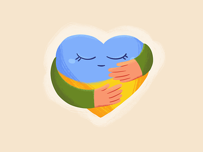 Peace for Ukraine! 2d blue character country design emotion flag flat hands heart icon illustration love peace planet pray procreate ukraine war yellow