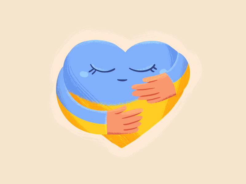 Embrace Ukraine 🇺🇦 2d animation character country design embrace flag gif hands heart hug illustration love motion graphics nft peace smile support ukraine world