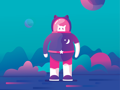 Brave Cosmonaut bubble cosmonaut illustration line space