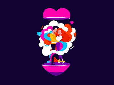 In love boy cloude contest girl heart illustration in love love