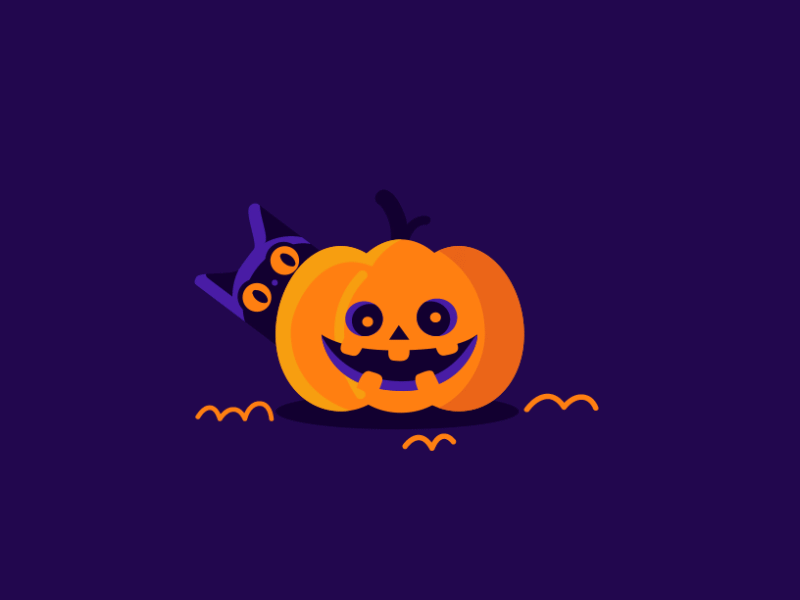 Pumpkin Time 2d animation cat cute funny gif halloween looped pumpkin spooky violet