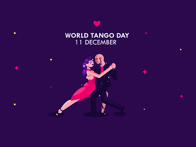 Tango = Love 2d character dance flat fun girl happy illustration love man pose tango tangoday violet