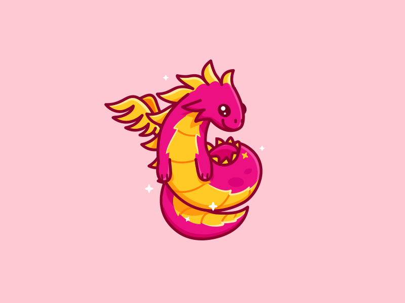 The Dragon Mascot animation character cute animal dragon electric energy fantasy gif lightning pink shine sparks
