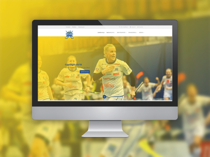 WordPress Website UHC Dietlikon bootstrap team club floorball yellow blue wordpress redesign