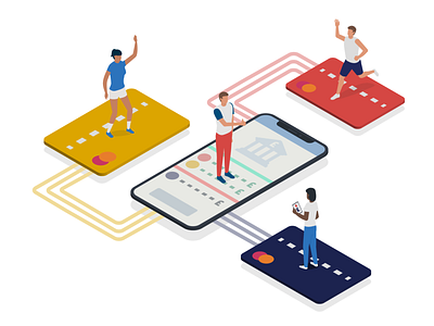 'Payment system' for Sports App bank account card illustration isometric isometry payment phone sports ui ux vector
