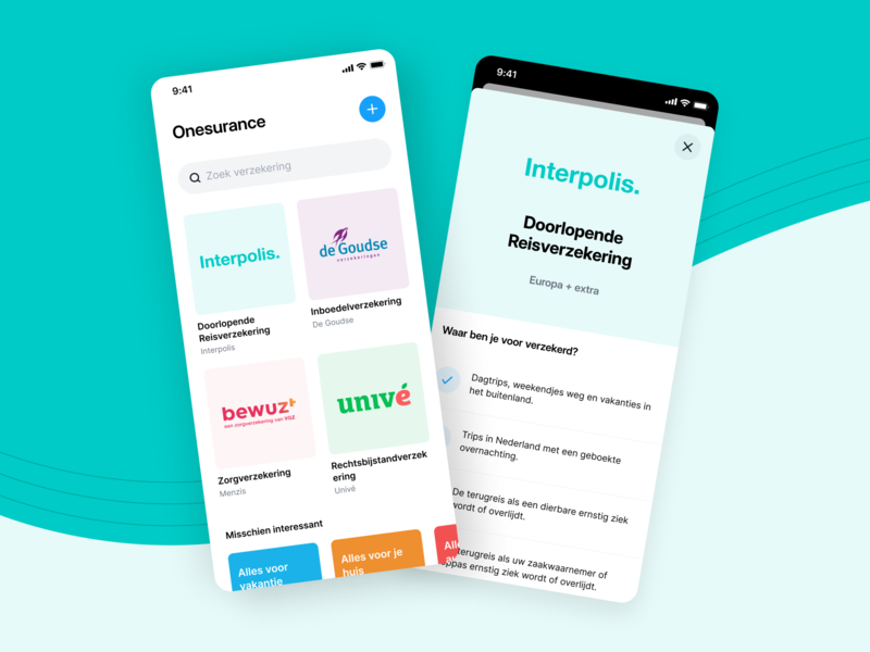 Concept design for Dutch insurance company app company design digital insurance interpolis mobile reversed ui ux