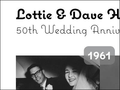 Lottie & Dave 1961 anniversary black coquette dave invitation lottie monochromatic monochrome wedding white