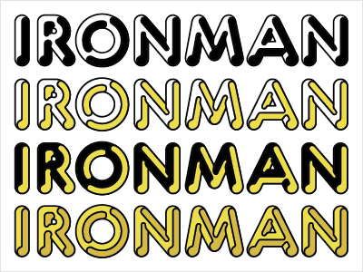 Ironman black disco groovy illustrator outline pluto superhero type typeface vector white yellow