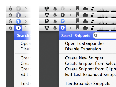 TextExpander Menu Bar Icon Update blue gray grey icon interface mac macintosh menu osx snowleopard software textexpander ui utility