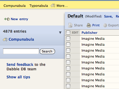 Dabbledb’ing blue compunabula dabbledb database db gray grey persnickety