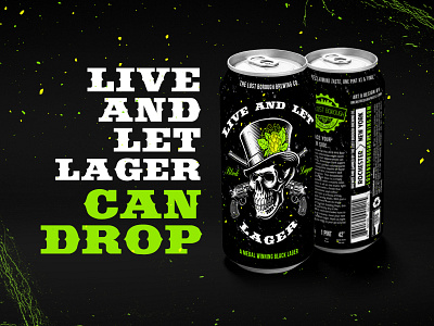 Live and Let Lager Can Drop beer beer art beer branding blacklager brewery canart liveandletlager lostboroughbrewing
