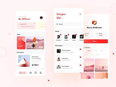 Interior Inspiration App app clean design inspiration interior red simple ui ux