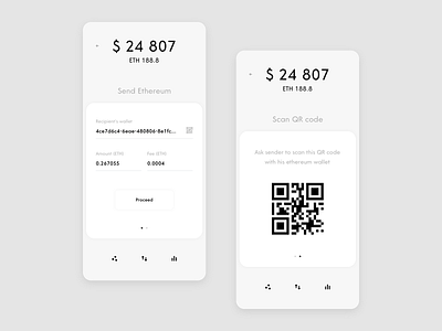 Crypto Wallet app application black clean crypto crypto currency design interaction interface minimal mobile mobile app ui ux wallet white