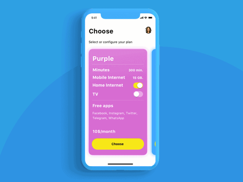 Choose Plan – Animation animation app app animation ios iphone x ui ux