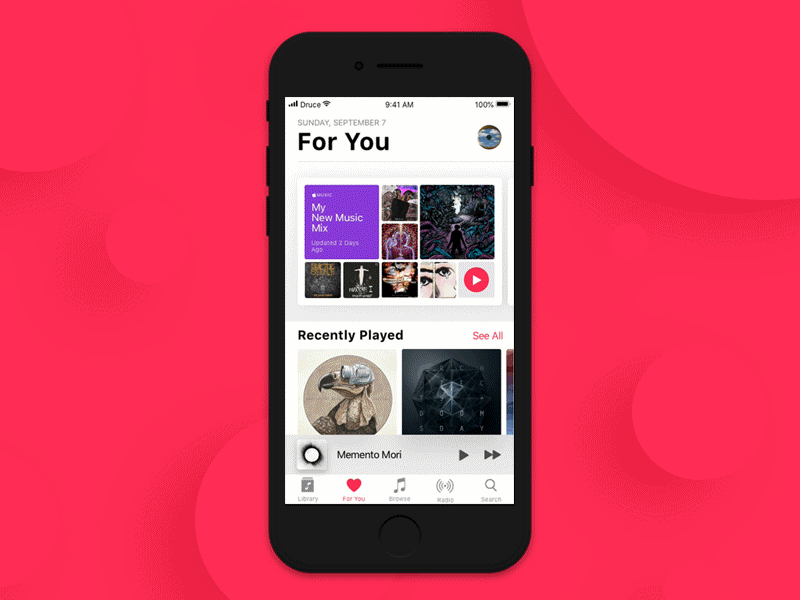 Apple Music Friend Activity animation app apple ios iphone music ui ux