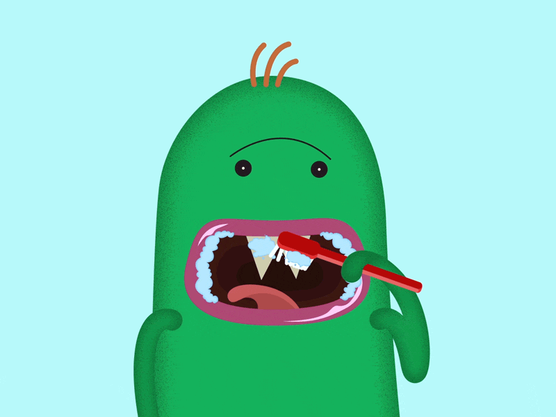 Gettin' Ready - Tooth Brushin' character animation character design cute green mouth tongue tooth brush