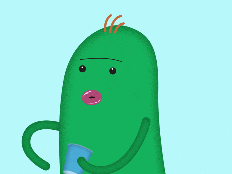 Gettin' Ready - Gargle, Repeat animation character animation character design cute gargle green mouth tongue