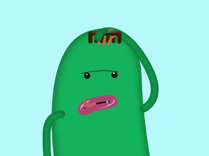 Gettin' Ready - Comb hairs character animation character design comb cute green hair mouth tongue