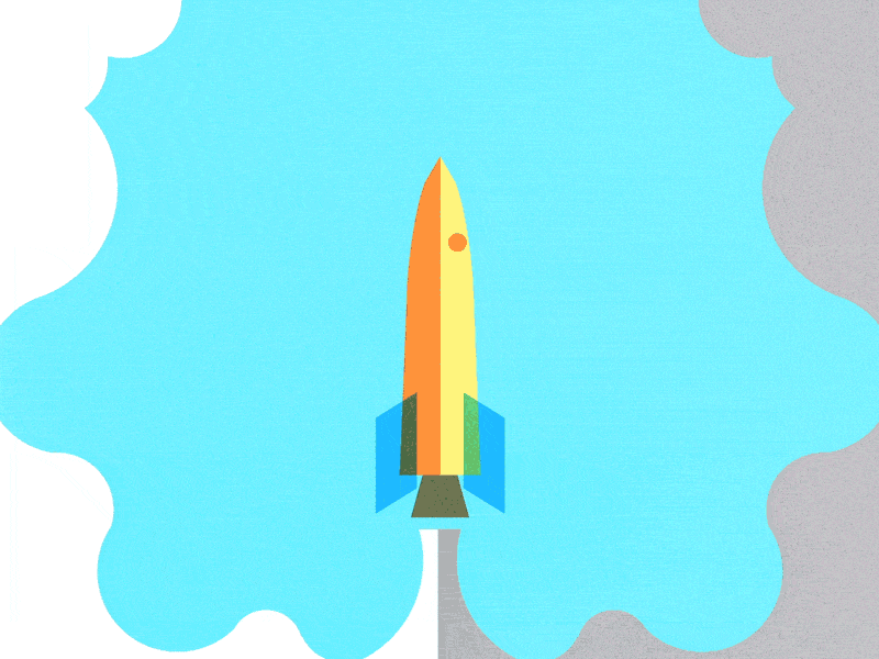 Music in Space Travels - Rocket 2d animation 2d design 60s blue music overprint rocket sky space stars