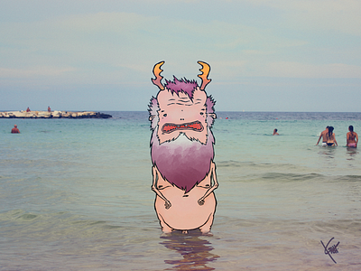 HOTTie beard character character design creature funny horns illustration monster nuts psychodelic sea summer