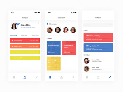 CampUs 3.0 app campus classroom college design education high school management product school ui ux