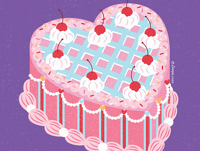Sweet Cherry Cake cake illustration ilustrator pink sweets
