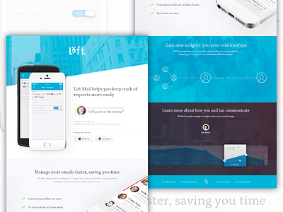 Lift Mail app email home page landing landing page lift mail page site