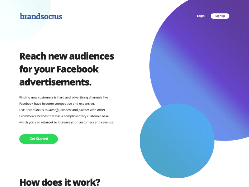 Landing page ads advertising brandsocius dashboard facebook marketing marketing tools platform saas