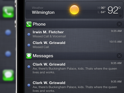 iOS Notification Center Pulldown