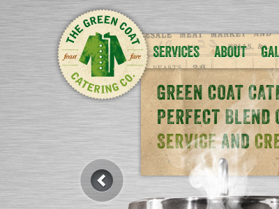 Green Coat Catering Website food navigation