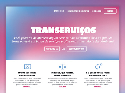 Transerviços gradient icons landing page minimalistic visual design web