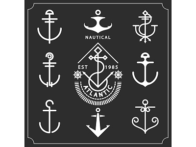 Anchors Set anchor antique background boat cruise design diving heavy isolated marine maritime nautical