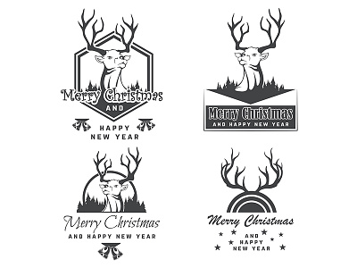 Merry Christmas 25th christmas december deer greeting new year reindeer retro stamp vintage winter xmas