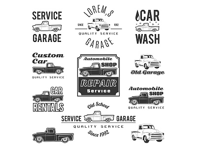 Service Garage automotive car engine gear motor retro service technician tool vehicle wash wrench