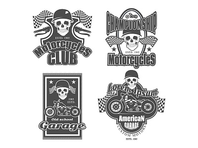 Set of vintage motorcycle labels