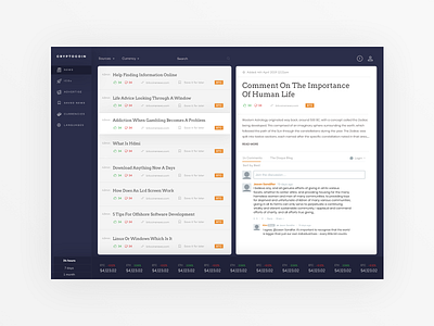 CryptoCoin - News Aggregator aggregator cryptocurrency design graphic design news product product design ui ui design uidesign uiux user user experience user interaction user interface ux ux design