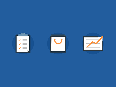 Icons for a landing page bag chart clipboard flat icon icons