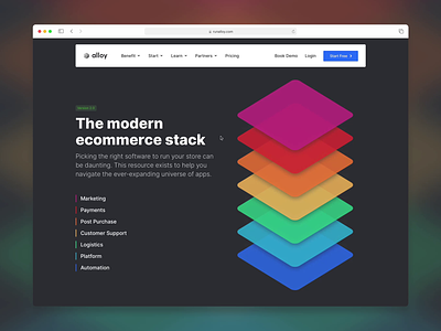 Introducing Alloy Ecommerce Stack 2.0 animation colorfull ecommerce hexagon interaction interactive page landing page layers stack ui ux web