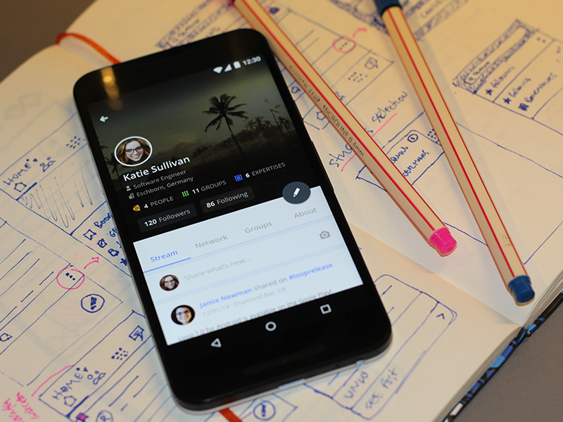 Prototyping a user profile concept fab tabs prototyping paper ux mobile android material design md sketch user profile profile
