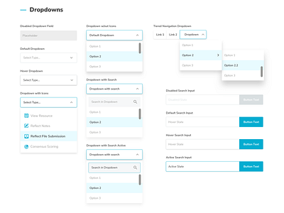 Design System - Dropdowns & Search Components app product design ui ux visual design web