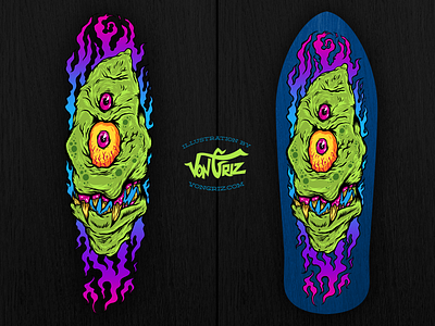 Two Eyed Cyclops cyclops hand drawn illustration manga studio monster skateboard skateboarding yiynova