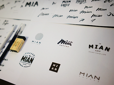Mian Coffee Logo branding coffee identity logo logotype mark mian pencil type typography word