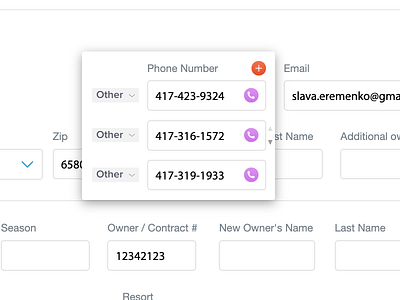 Multiple Addresses/Phone Numbers/Emails app design icon minimal ui ux web