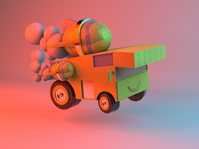 Floating Car 3d c4d design