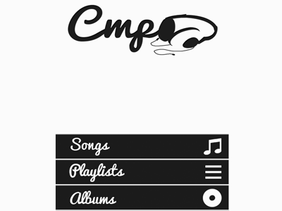 CMP Main Menu[Crisp Music Player] android black and white clean crisp crisp music player design dope drip minimal music player psd ui user interface