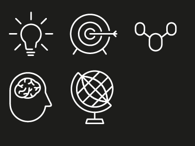 WIP- Icons brain bulb globe icon idea network target thinking wip