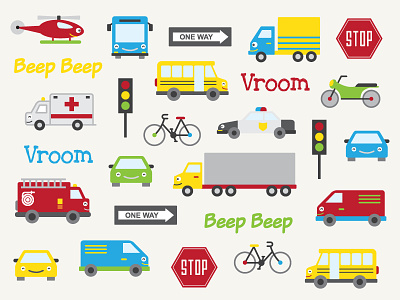 Transport Icons beep birthday cars icons illustration party road transport trucks vehicles