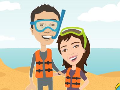Wedding invite (e-card) wedding card e-card invite caricature scuba indian